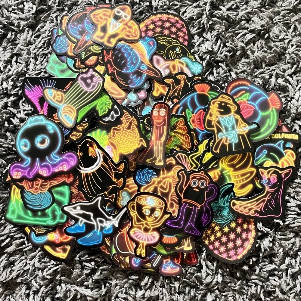 Italian Brainrot Colorful Neon Stickers 170+